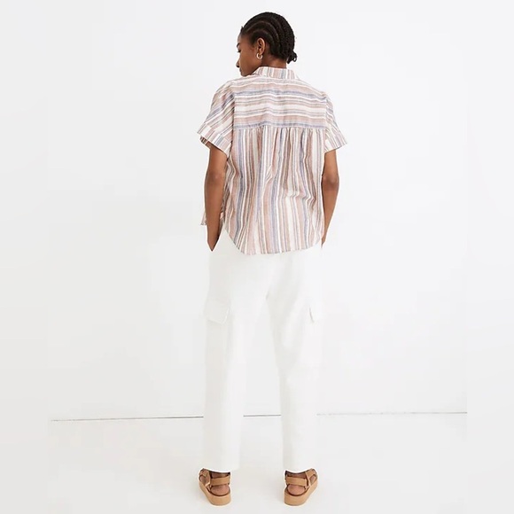 Madewell Linen-Blend Hilltop Shirt in Rainbow Stripe - Picture 2 of 6